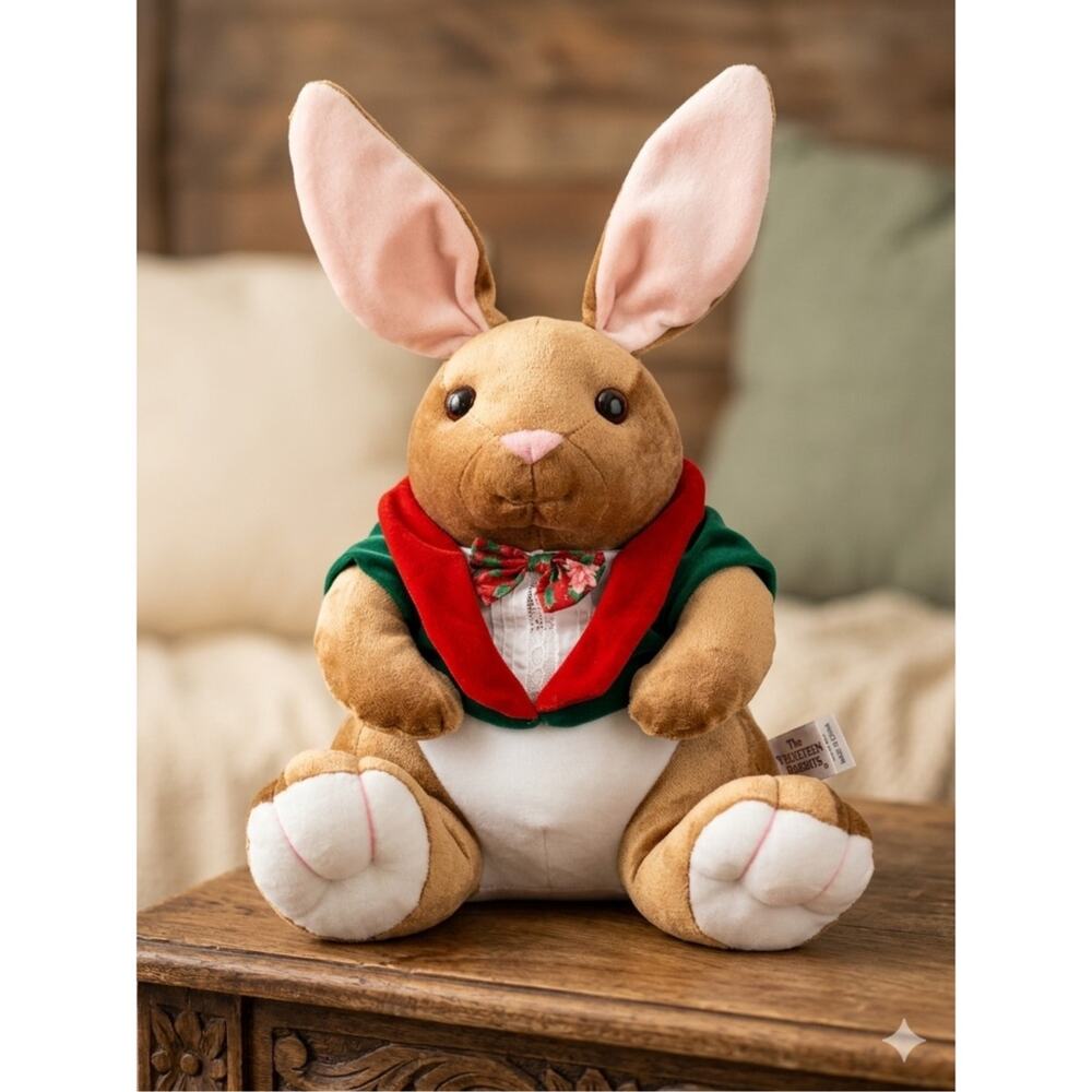 Velveteen Rabbit Vintage 90s Plush Animal Holiday Christmas green velvet coat